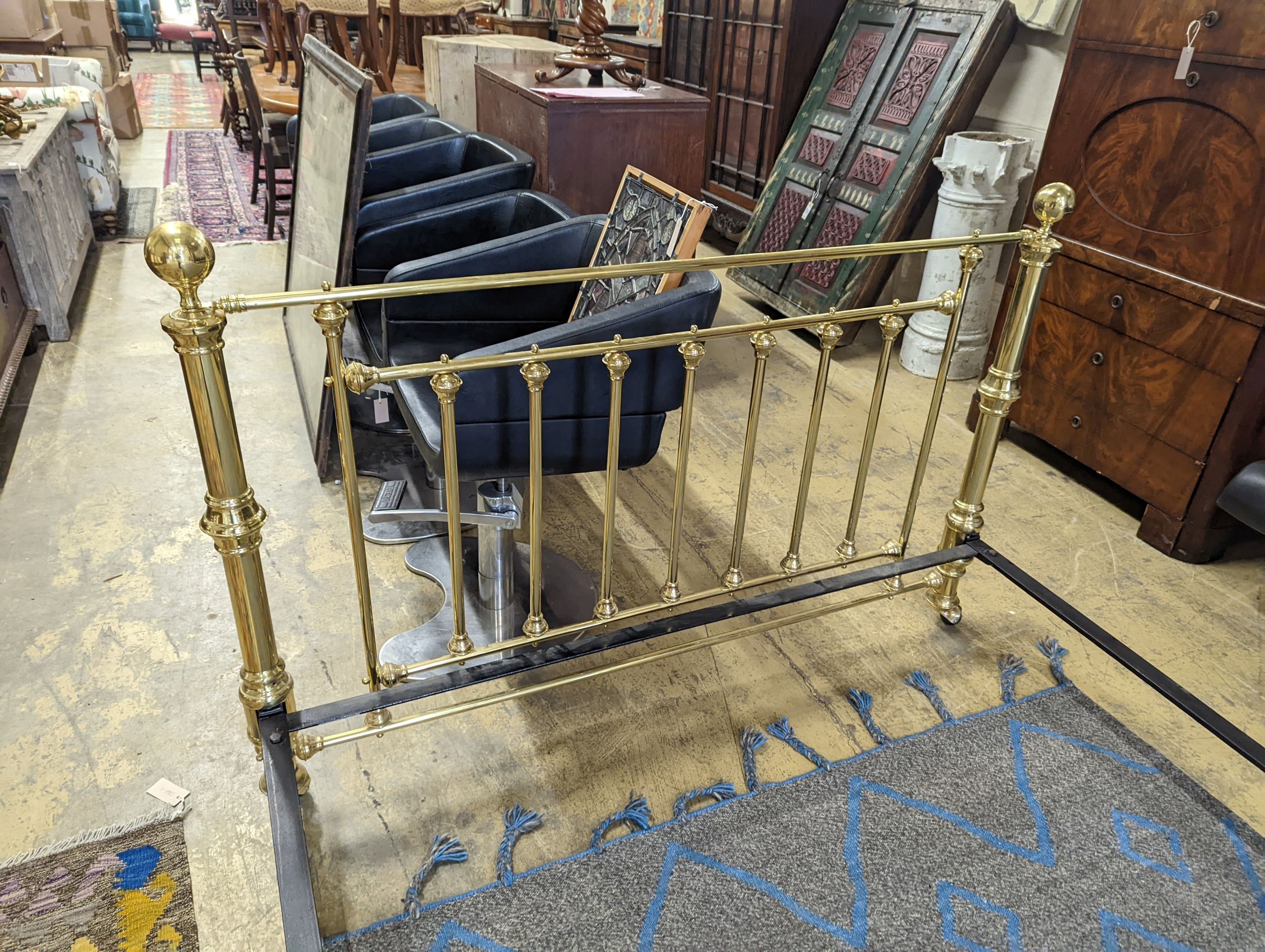 A Victorian style brass double bed frame, width 151cm, length 208cm